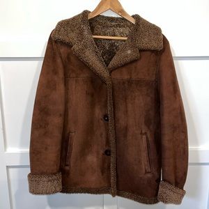 Genuine shearling jacket - brown